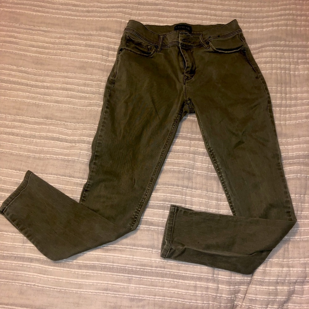 Express Hunter green 7/8 Jean leggings, size 2
